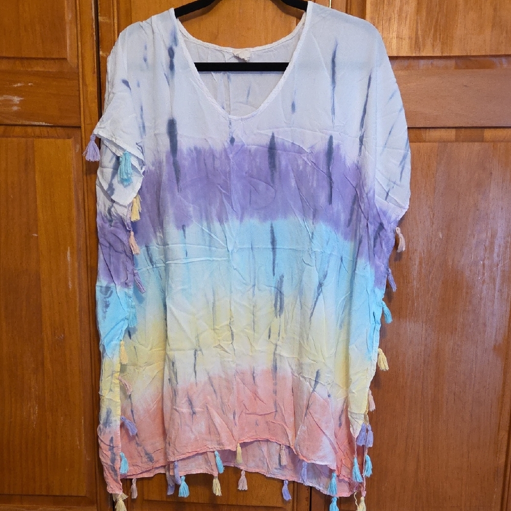 Surf Gypsy Tie-Dye Swim Coverup - Purple, Blue, Yellow, Pink